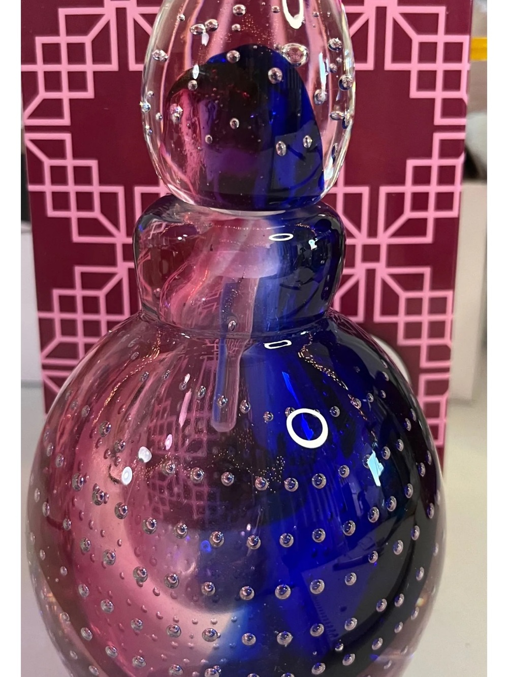 Decorative hand blown Glass  Purfume Bottle in Blue and Pink
